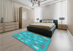 Patterned Bright Cyan Blue Rug in a Bedroom, pat1853lblu