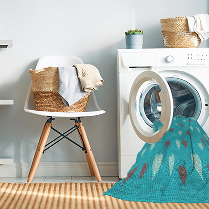 Machine Washable Transitional Bright Cyan Blue Rug in a Washing Machine, wshpat1853lblu
