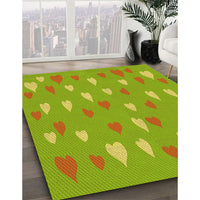 Patterned Dark Yellow Green Rug, pat1853yw