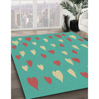 Patterned Turquoise Green Novelty Rug, pat1853