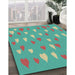 Patterned Turquoise Green Novelty Rug in Family Room, pat1853