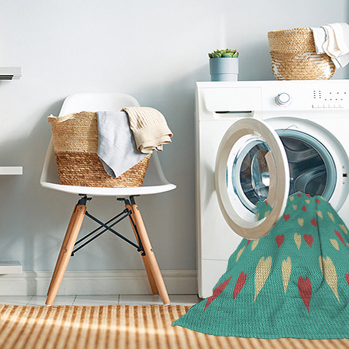 Machine Washable Transitional Turquoise Green Rug in a Washing Machine, wshpat1853