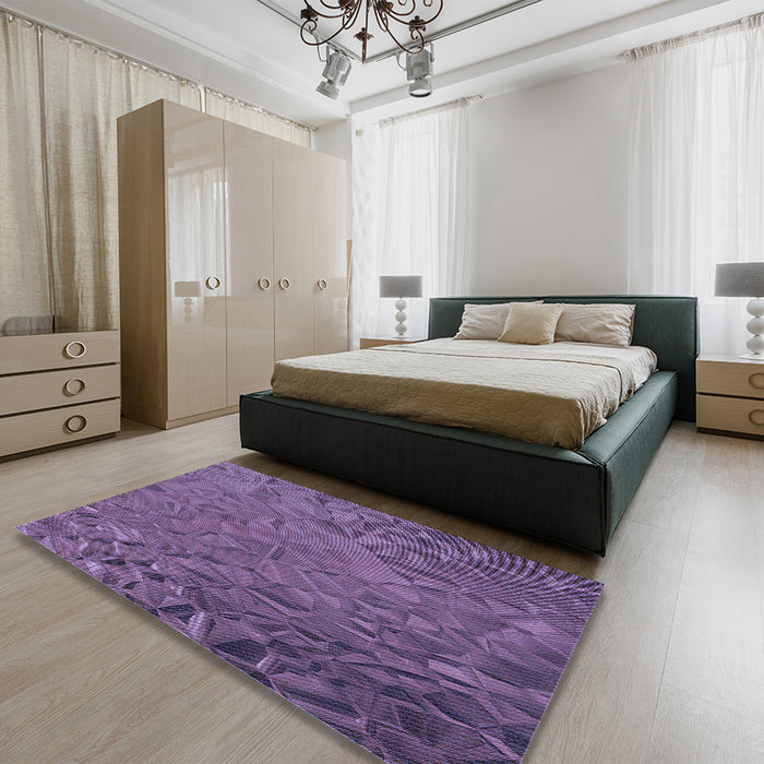 Patterned Medium Purple Rug in a Bedroom, pat1854blu
