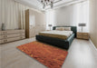 Patterned Neon Orange Rug in a Bedroom, pat1854brn