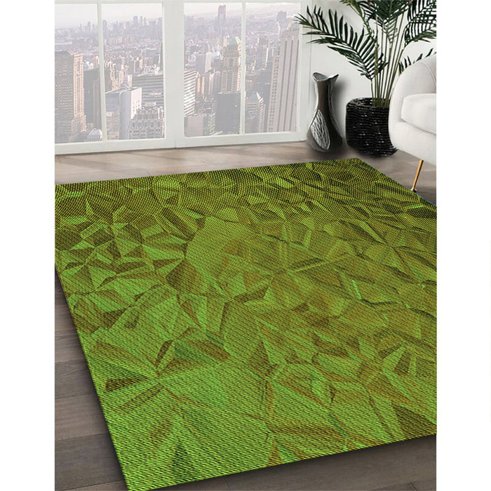 Patterned Antique Bronze Green Rug in Family Room, pat1854grn