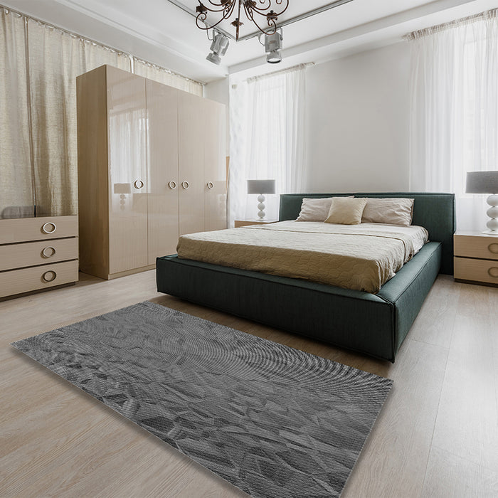 Patterned Gray Rug in a Bedroom, pat1854gry