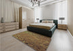 Patterned Saddle Brown Rug in a Bedroom, pat1854lblu