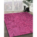 Patterned Neon Pink Rug in Family Room, pat1854pur