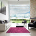 Square Patterned Neon Pink Rug in a Living Room, pat1854pur