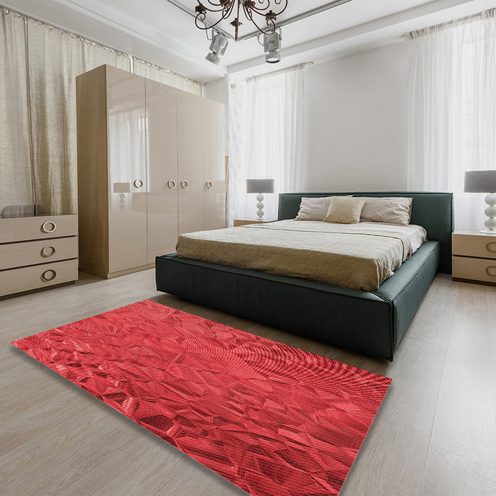 Patterned Red Rug in a Bedroom, pat1854rd