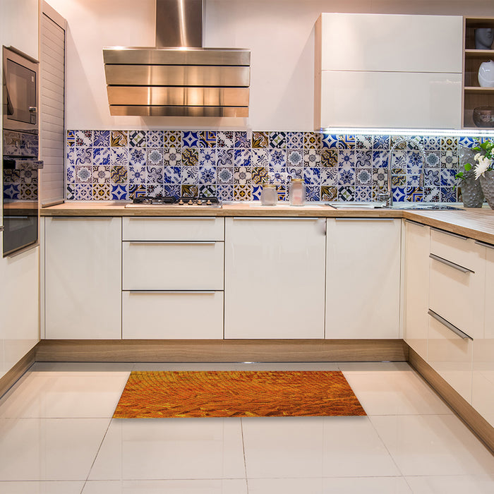 Patterned Neon Orange Rug in a Kitchen, pat1854yw