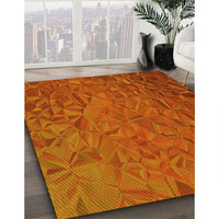 Patterned Neon Orange Rug, pat1854yw