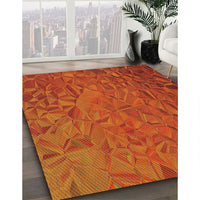 Patterned Neon Orange Novelty Rug, pat1854