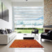 Square Machine Washable Transitional Neon Orange Rug in a Living Room, wshpat1854