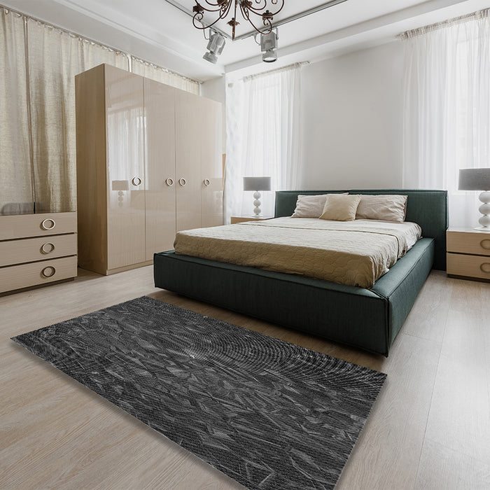Machine Washable Transitional Charcoal Black Rug in a Family Room, wshpat1855gry