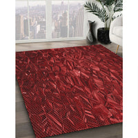 Patterned Cranberry Red Rug, pat1855rd