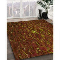 Patterned Mahogany Brown Rug, pat1855yw