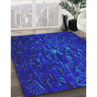 Patterned Ocean Blue Novelty Rug, pat1855