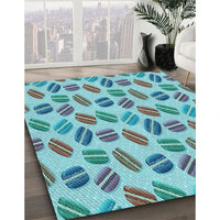 Patterned Deep-Sea Green Rug, pat1856lblu