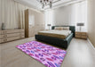 Round Machine Washable Transitional Pastel Purple Pink Rug in a Office, wshpat1856pur