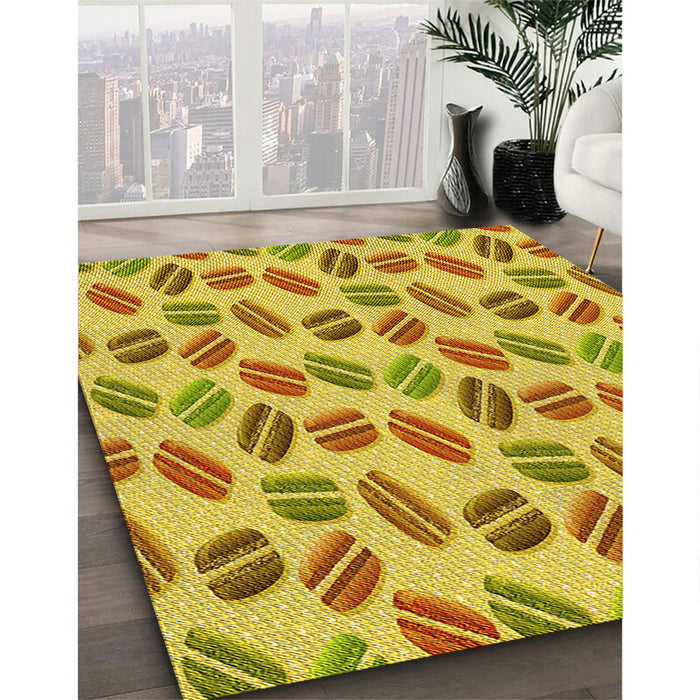 Patterned Yellow Rug in Family Room, pat1856yw