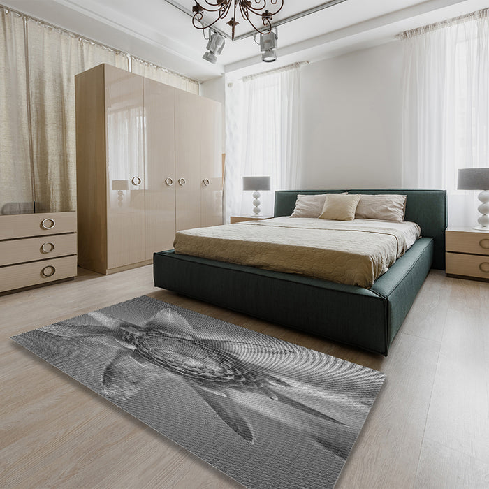 Patterned Gunmetal Gray Rug in a Bedroom, pat1857gry