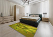 Patterned Olive Green Rug in a Bedroom, pat1857yw