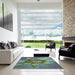 Square Machine Washable Transitional Dark Sea Green Rug in a Living Room, wshpat1857