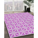 Machine Washable Transitional Blossom Pink Rug in a Family Room, wshpat1858