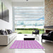 Square Machine Washable Transitional Blossom Pink Rug in a Living Room, wshpat1858