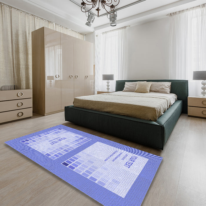 Round Machine Washable Transitional Light Slate Blue Rug in a Office, wshpat1859blu