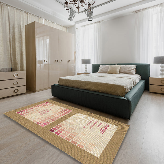 Round Machine Washable Transitional Chocolate Brown Rug in a Office, wshpat1859brn