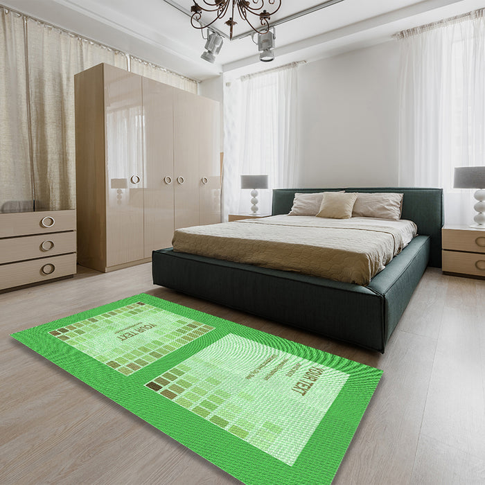 Round Machine Washable Transitional Jade Green Rug in a Office, wshpat1859grn