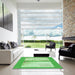 Machine Washable Transitional Jade Green Rug in a Kitchen, wshpat1859grn