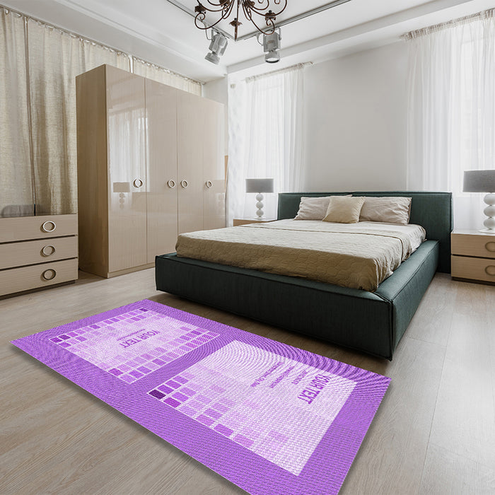 Round Machine Washable Transitional Blossom Pink Rug in a Office, wshpat1859pur