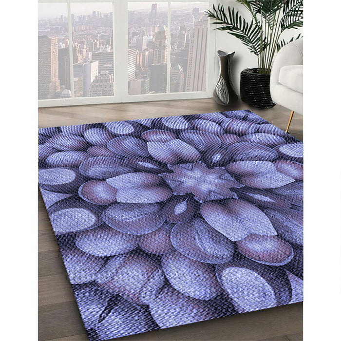 Patterned Purple Mimosa Purple Rug in Family Room, pat186blu