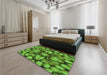 Patterned Green Rug in a Bedroom, pat186grn