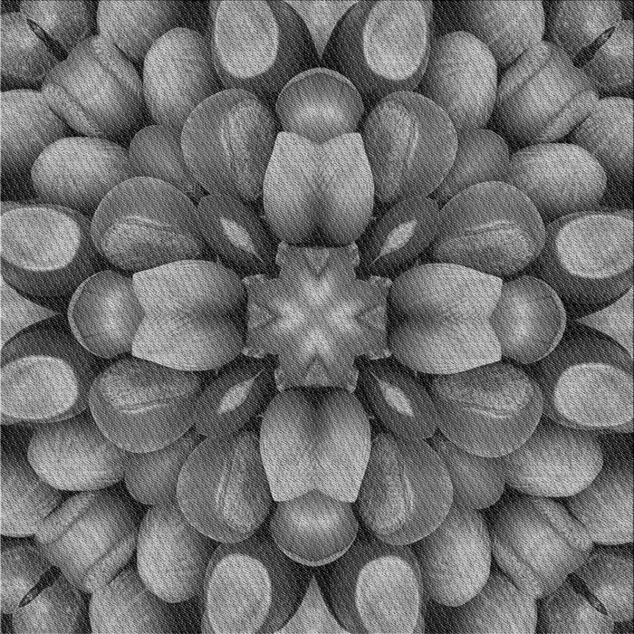 Round Patterned Black Rug, pat186gry