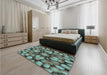 Patterned Western Charcoal Gray Rug in a Bedroom, pat186lblu