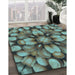 Patterned Western Charcoal Gray Rug in Family Room, pat186lblu