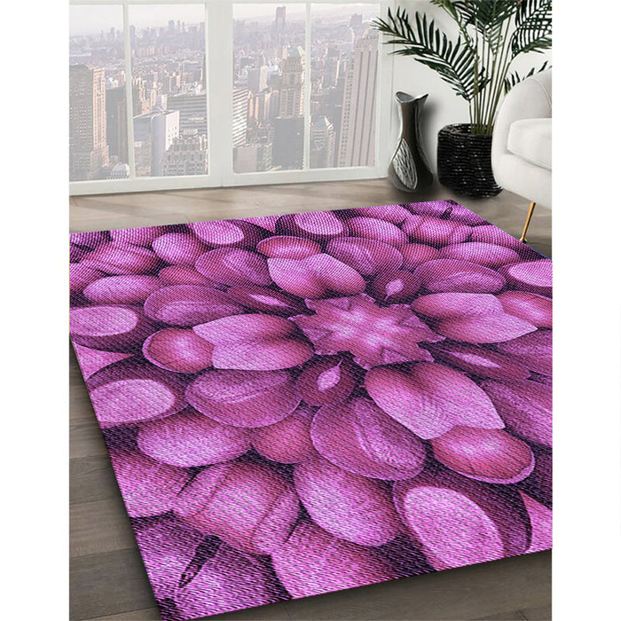 Patterned Medium Violet Red Pink Rug in Family Room, pat186pur