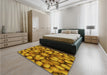 Patterned Mahogany Brown Rug in a Bedroom, pat186yw
