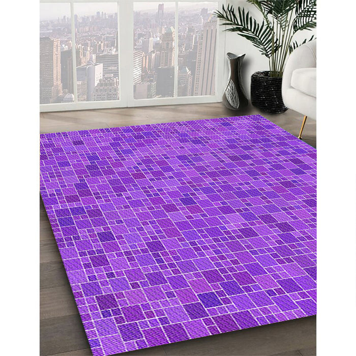 Patterned Purple Rug in Family Room, pat1860pur
