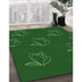 Patterned Deep Emerald Green Rug in Family Room, pat1861grn