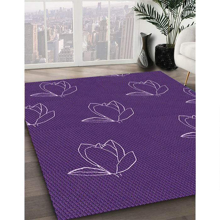 Patterned Dark Orchid Purple Rug in Family Room, pat1861pur