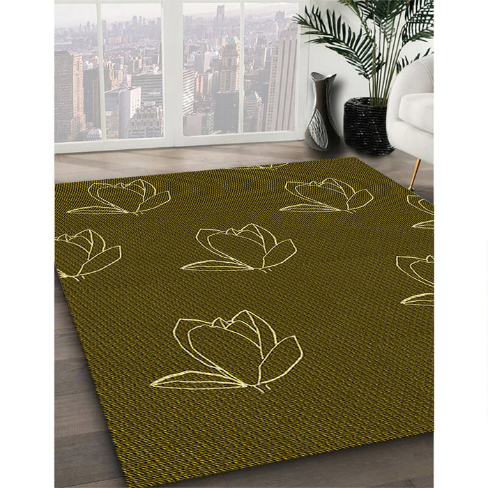 Machine Washable Transitional Dark Yellow Green Rug in a Family Room, wshpat1861yw