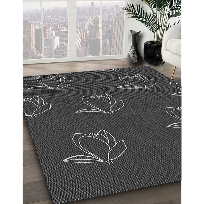 Patterned Silver Gray Novelty Rug in Family Room, pat1861