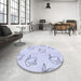 Round Patterned Denim Blue Rug in a Office, pat1862blu