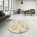 Round Patterned Moccasin Beige Rug in a Office, pat1862brn