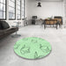 Round Patterned Mint Green Rug in a Office, pat1862grn